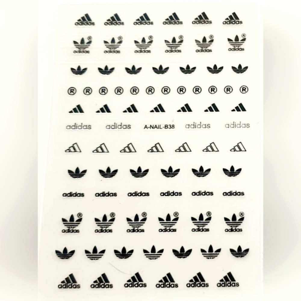 NWT ADIDAS Nail Art Decal Stickers SOLID BLACK N°127 ADIDAS!